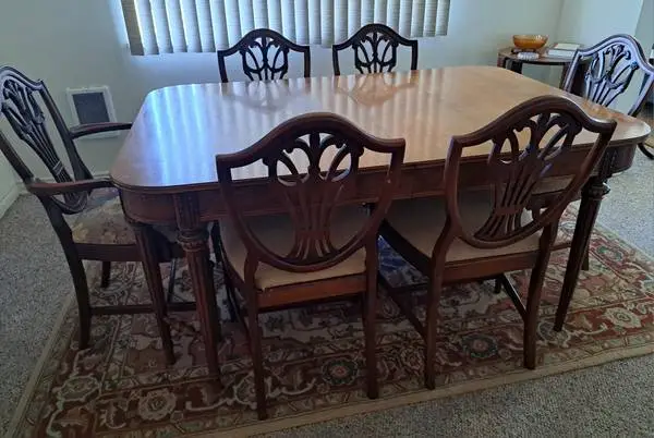 Antique Dining Set - Table, 6 Chairs, Buffet