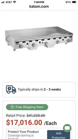 VULCAN HEAVY DUTY 60 INCH THERMOSTATIC GRIDDLE 1 INCH PLATE