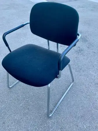 REDUCED! 3-Black Modern HON MCM tubular chrome office chairs with arms