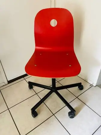 Chair office swivel rolling RED chair Mid Century Modern