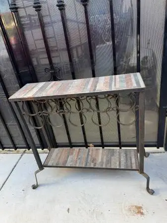 Wine rack custom made with tile 10 bottle entry table rustic farmhouse