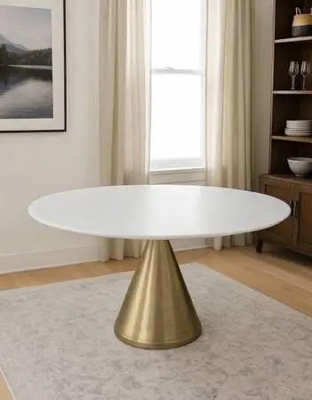 Dinner table gold base & marble top