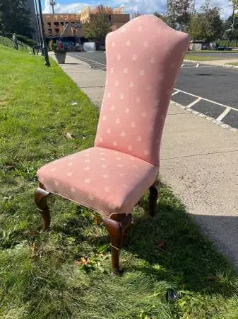 Pink tall throne camelback chair