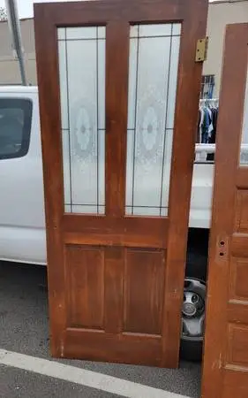 SALE (2) wood doors Victorian frosted etched glass