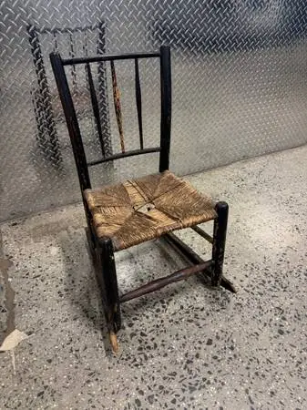 Antique primitive rush bottom rocking chair