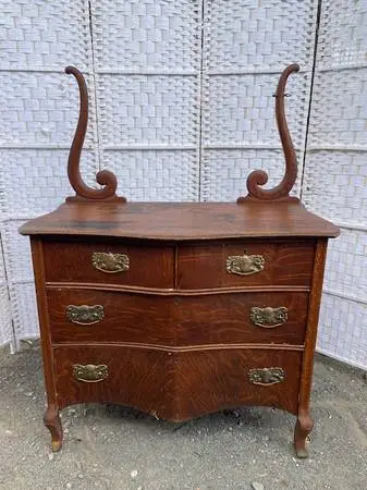 Antique tiger oak four drawer dresser