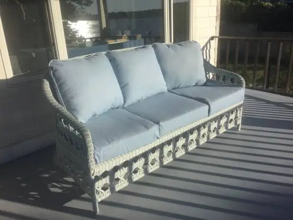 New Hampton Bay Outdoor Wicker couch, cushions and all-weather cover