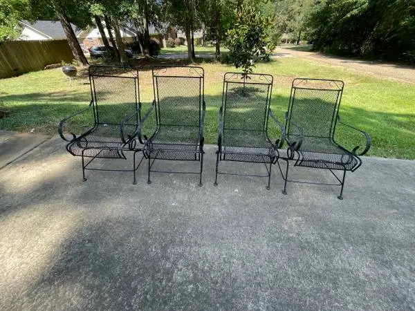 WROUGHT IRON SPRING ROCKING PATIO CHAIRS
