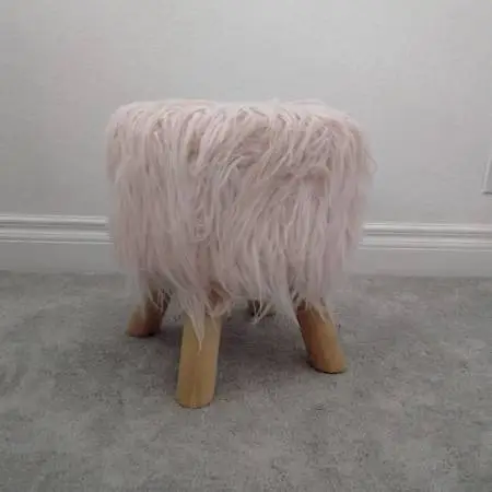 Pink Fuzzy Vanity Stool