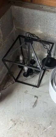 4-Bulb Farmhouse Style Metal Lantern Framed Chandelier
