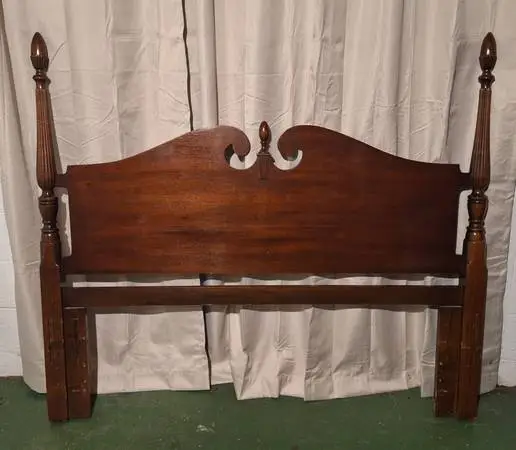 Vintage Mahogany Headboard with Finials