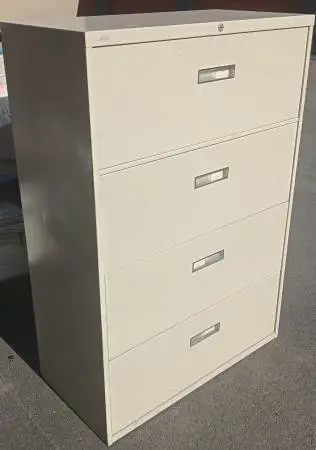 Steelcase,4-Drawer,Lateral File Cabinet,Putty,Lock-Key,Hanger Rails