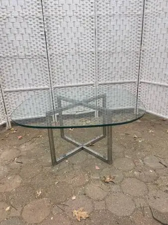 Vintage Midcentury modern chrome and glass top coffee table