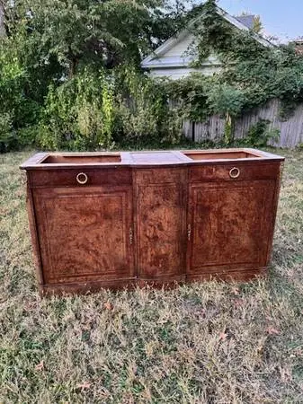 Antique burl walnut French buffet vanity