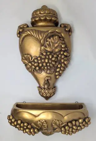 Vintage Gold Painted Ceramic Wall Lavabo Planter