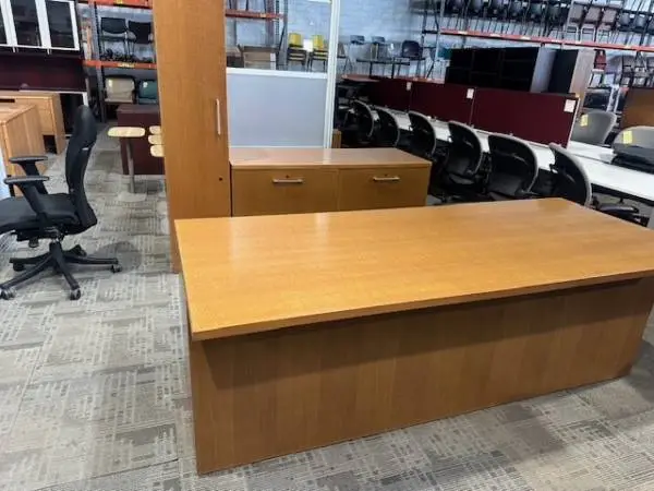 3 Piece Set Desk,Credenza Wardrobe Cabinet by Haworth Office Furniture