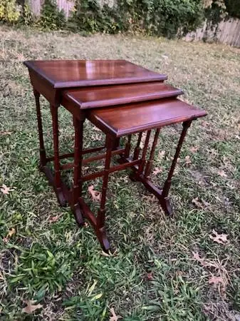 Vintage solid cherry set of three nesting tables