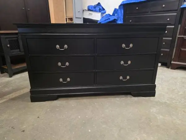 Modern Black 6 Drawer Dresser