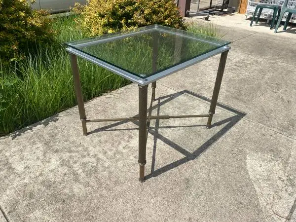 End Table: Metal with glass top