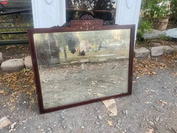 Vintage antique mahogany mother of pearl inlaid mirror