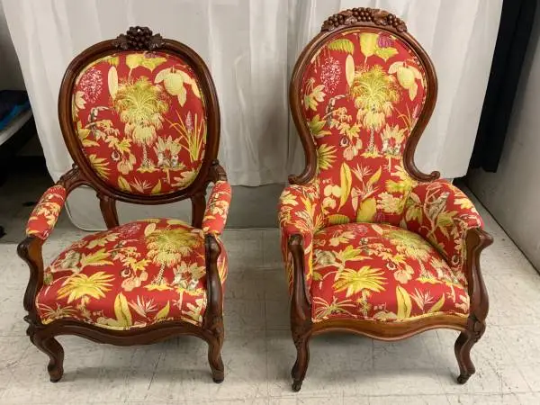 Pair of hand carved antique chairs