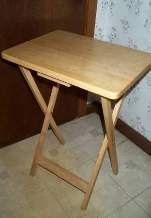 TRAY Folding TV Serving Portable Table Pizza Stand Furniture Oak Wood