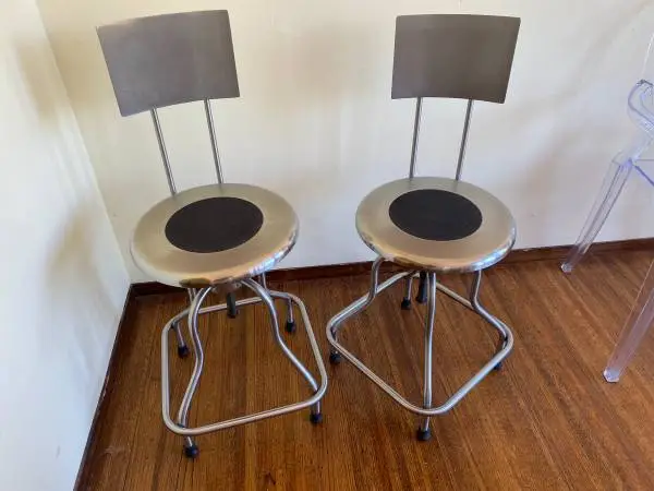PAIR stainless steel stools by United Metal Laboritory
