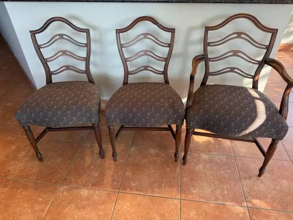 Vintage Mid-Century Ladder-Back Dining Chairs Set of 3