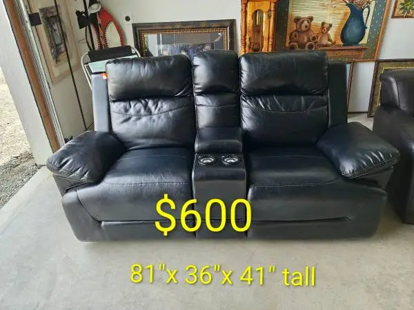 Black Home Theater Console Loveseat Recliner