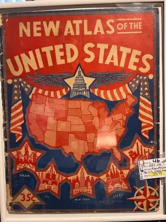 1943 WWII Era New Atlas of the United States Framed Map Book –11x14