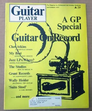GUITAR PLAYER Mag.Sep 1972 - GUITAR ON RECORD, Chet Atkins, Grunt