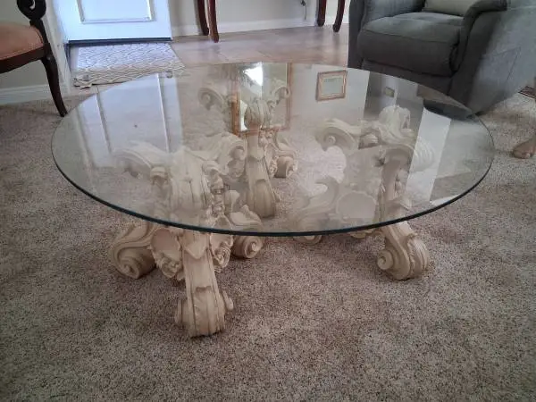 Glass Coffee Table Vintage Mid Century Modern Round