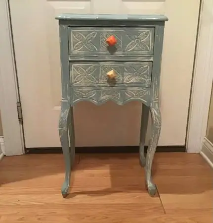 Antique 2 drawers solid wood side table