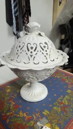Antique Reticulated Porcelain Fruit Basket- Vista Allegre Portugal