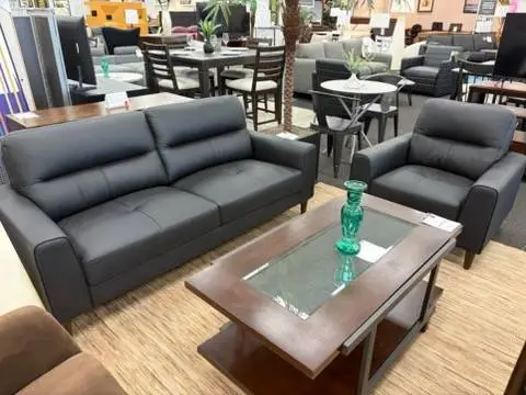 LEWES LEATHER SOFA AND CHAIR SET