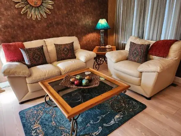Coffee and End Table - Wood,Glass, Wrought Iron