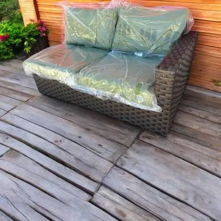 New outdoor patio furniture one arm loveseat sunbrella