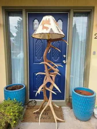 Elk antler standing lamp