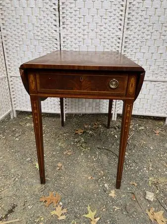 Vintage antique mahogany drop leaf side table by Wellington Hall