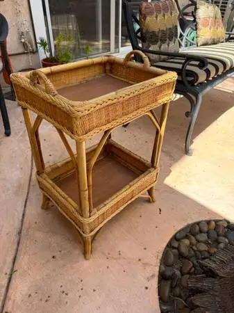 Bamboo rattan side table