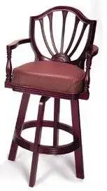 PUB STOOLS IN MAHOGANY w/ BLACK LEATHER SEAT - 20 AVAILABLE - ON SALE