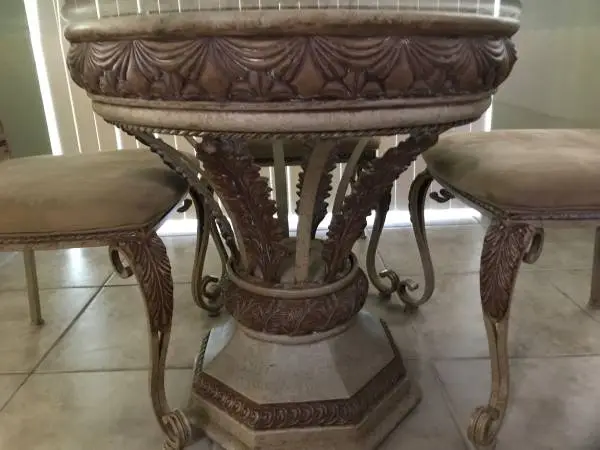 Large Glass Top Dining Table 54” with 4 Very Clean Heavy Duty Chairs