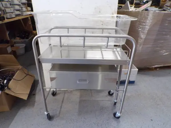Serv-Queen Stainless Steel Infant Bassinet and Dressing Table Cart