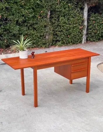 Scandinavian Danish Modern Teak Drop Leaf Desk by G.V. Møbler