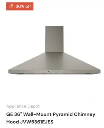 Scratch and Dent GE 36 Wall-Mount Pyramid Chimney Hood JVW5361EJES