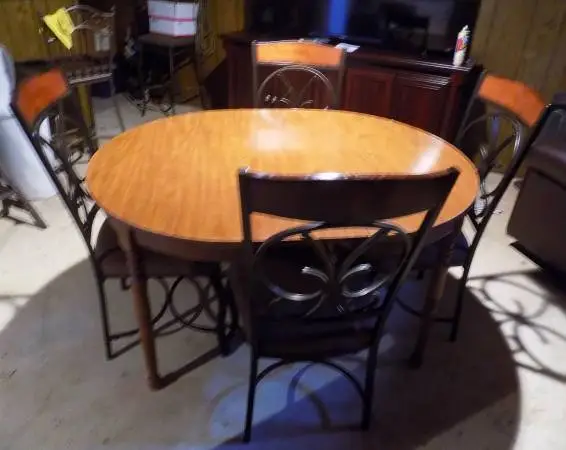 Wood Dining Table and Four Chairs