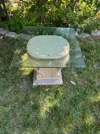 Vintage Plaster and glass top end table