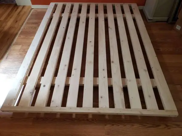 Low yoga queen bed base, solid wood, also other sizes