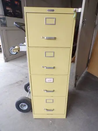 Yellow DEVON 4 Drawer LEGAL size File Cabinet w/ KEY (Ref: A3)