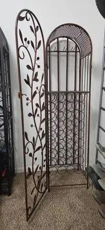 Rare Foldable Iron Wine Jail Cabinet w Removable Top